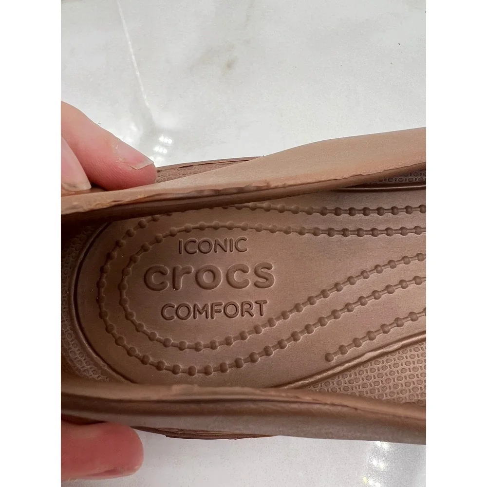Crocs Sienna Flats Sz 9 Brown Tan Squared Toe Ballet Flats Women 202811 - Picture 9 of 12